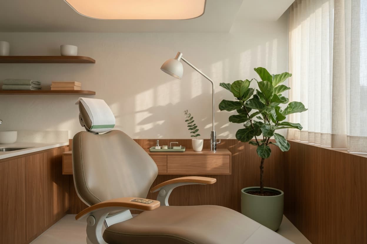 A modern surgery with gentle lighting, designed to feel reassuring rather than clinical.
